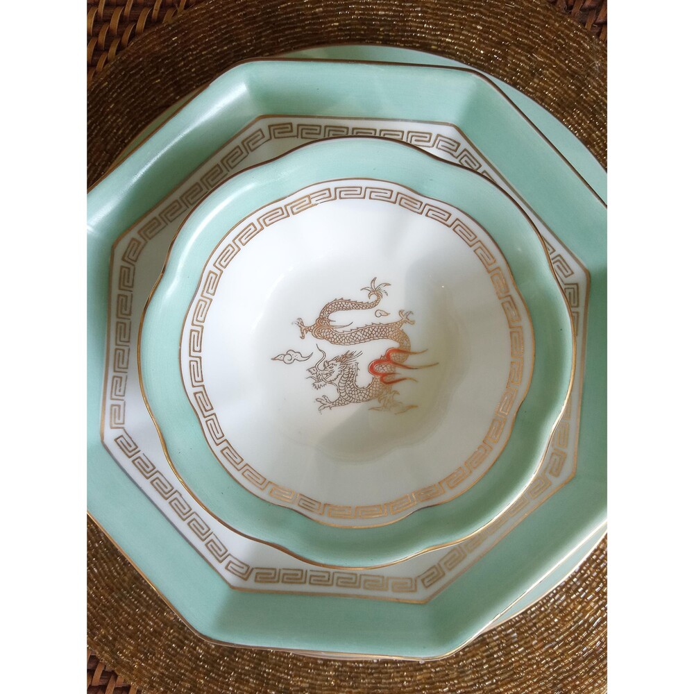 Vintage Dragon Plates, 5-piece Jyoto Japan Setting, Ceramic (1 setting, 7 avail) - Picture 4 of 16